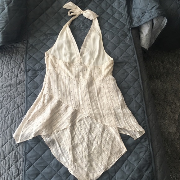 EUC BCBG Maxazira cream silk halter top - Picture 7 of 8